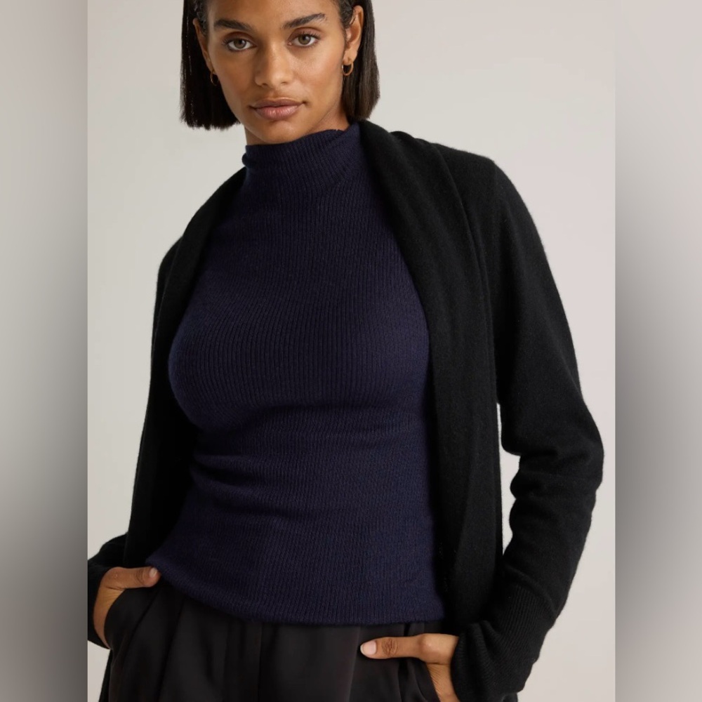 Quince Black Open-Front Cardigan with Cashmere